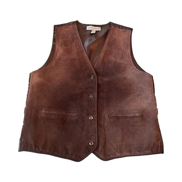 VTG 90s Marsh Landing Womens Brown Suede Leather Western Button Front Vest - Picture 1 of 3